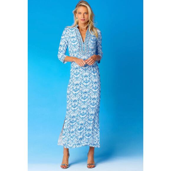 NicoBlue Shalimar Long Tunic Dress with Sapphire Jewel Embellishment Women New - Picture 1 of 16